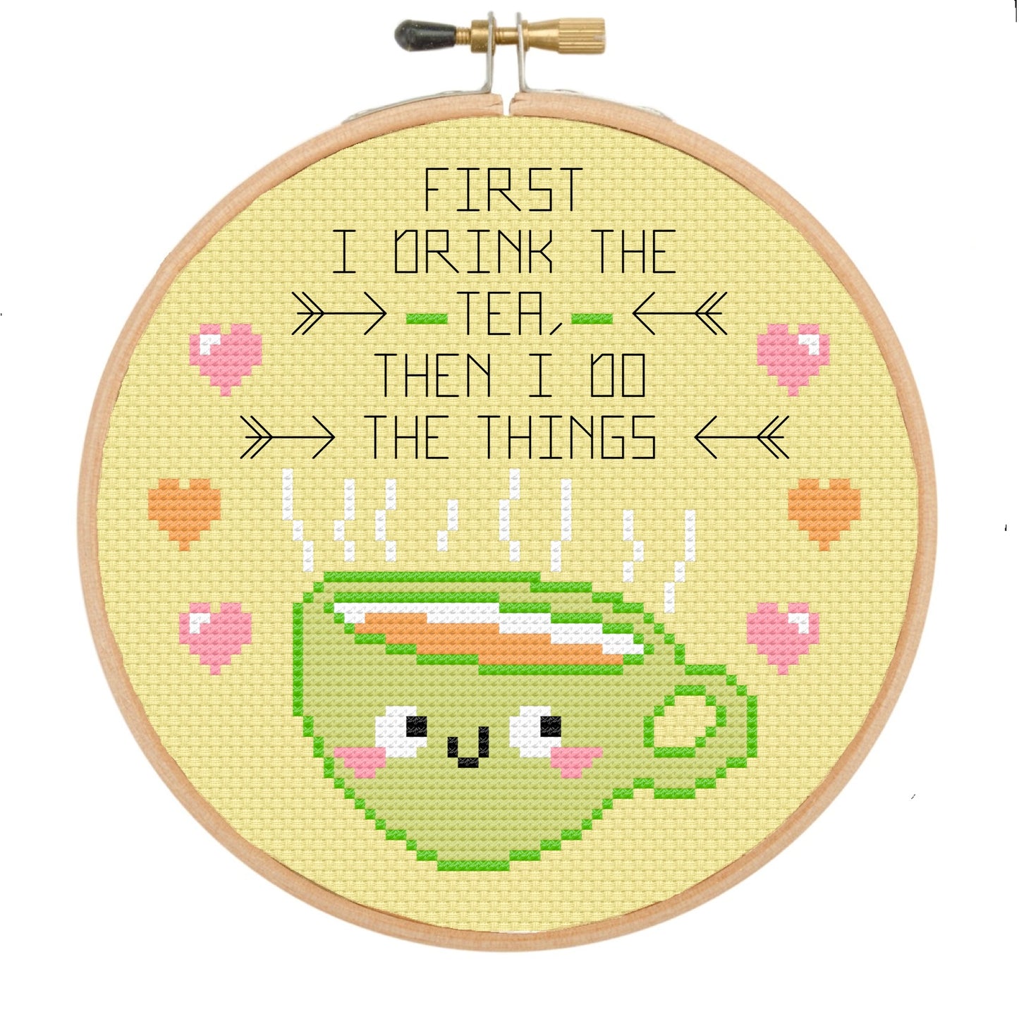 First I drink the tea - *Cross Stitch Kit*
