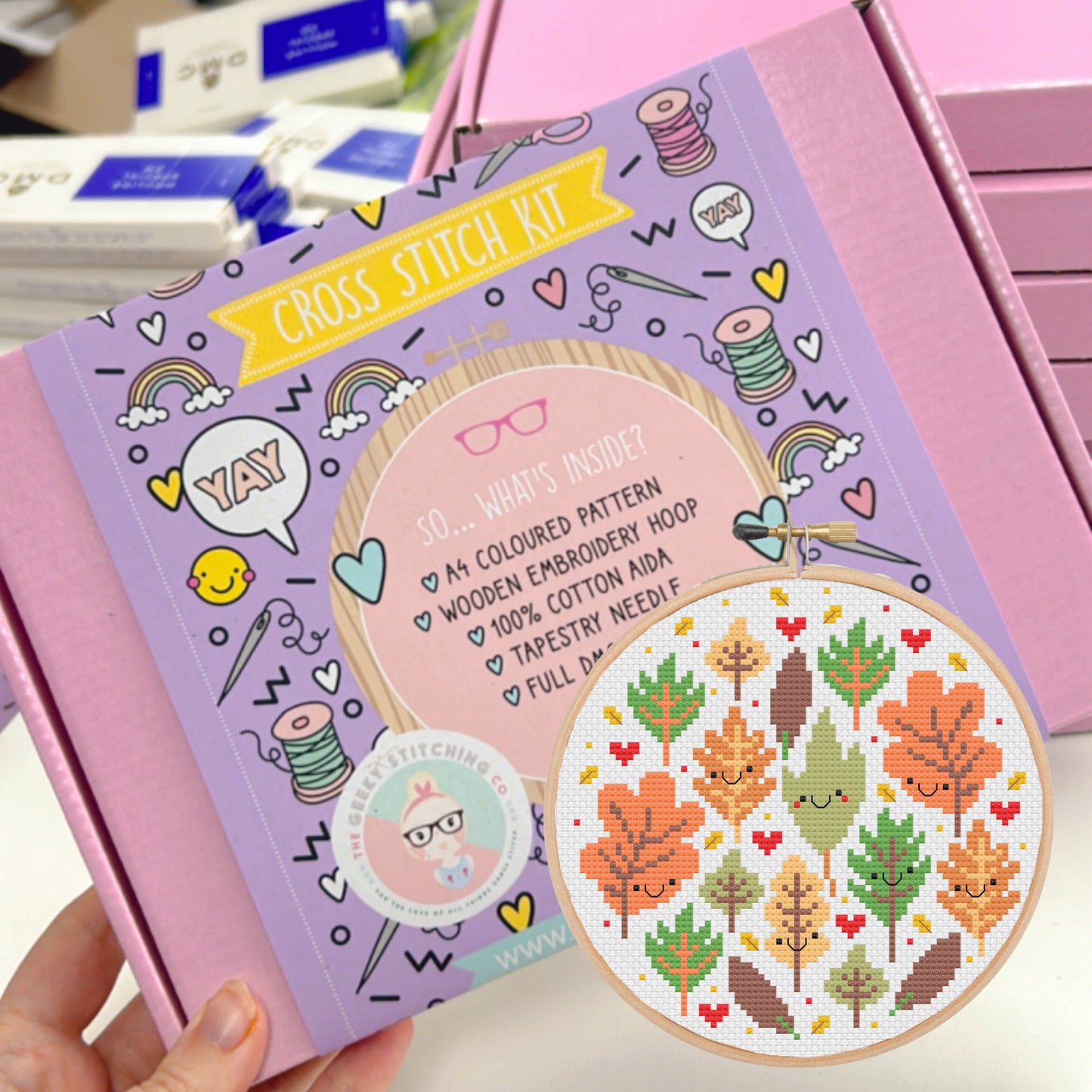 Cute Autumn leaves- *Cross Stitch Kit*