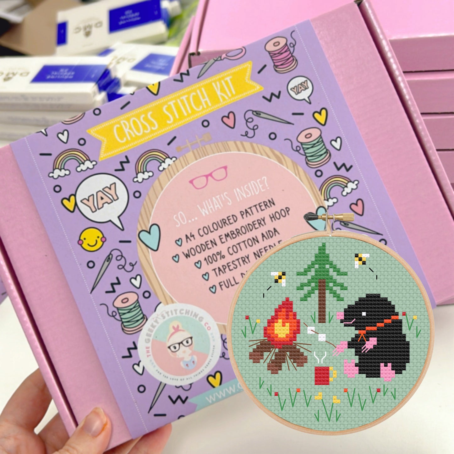 Mole cooks Marshmallows- *Cross Stitch Kit*