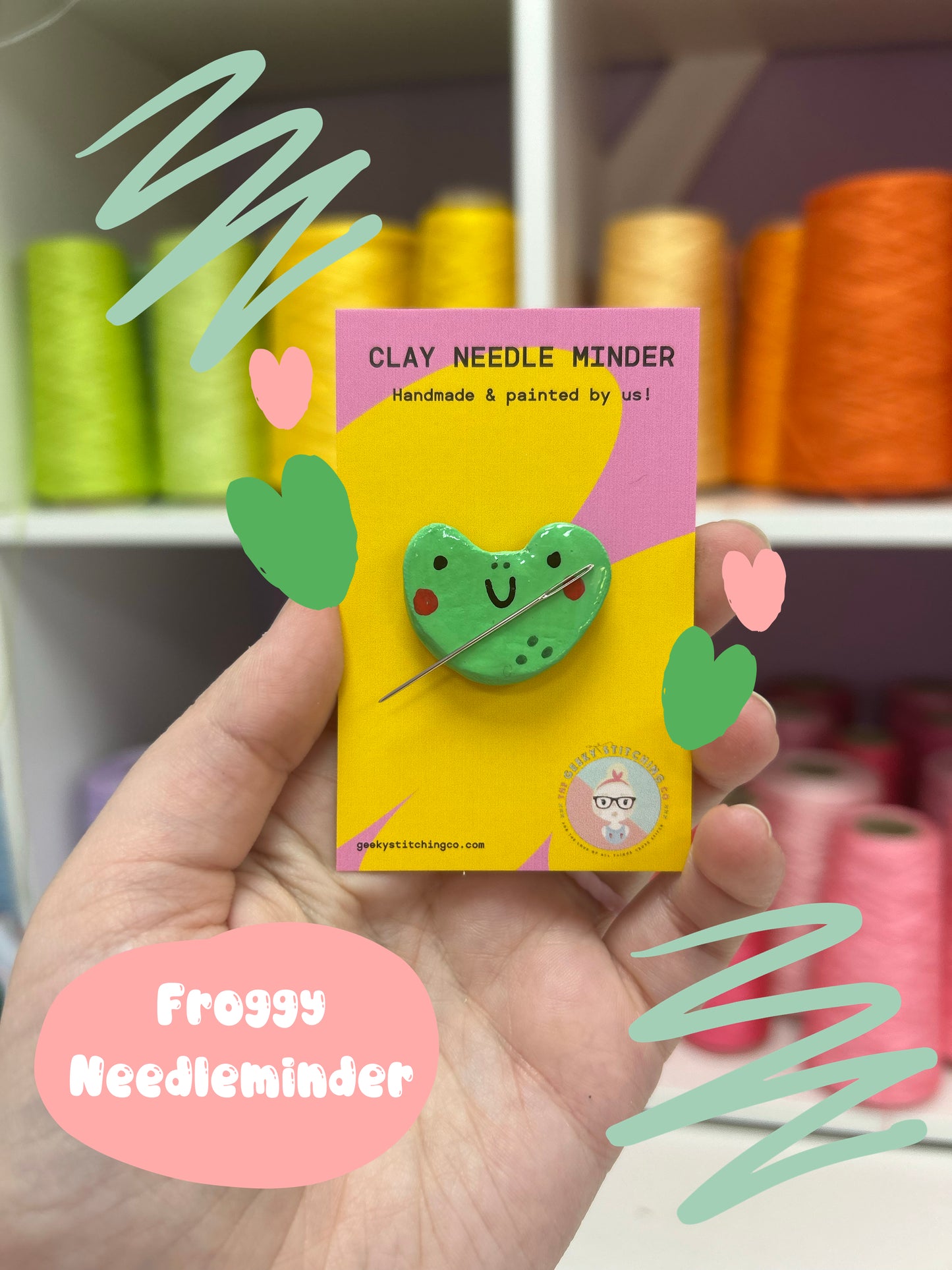 Handmade Clay needle Minder (Froggie)