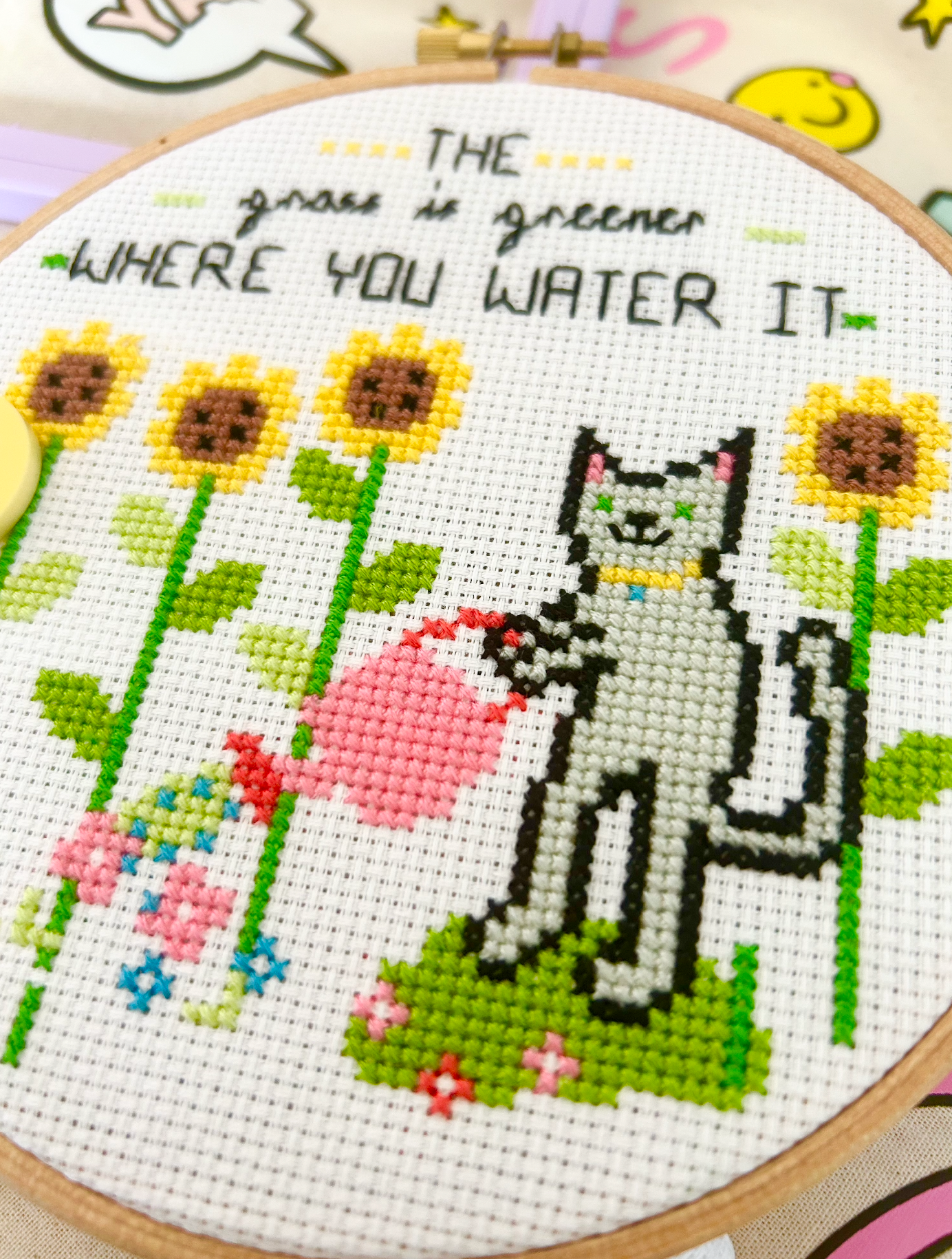 The grass is greener (where you water it ) - *Cross Stitch Kit*