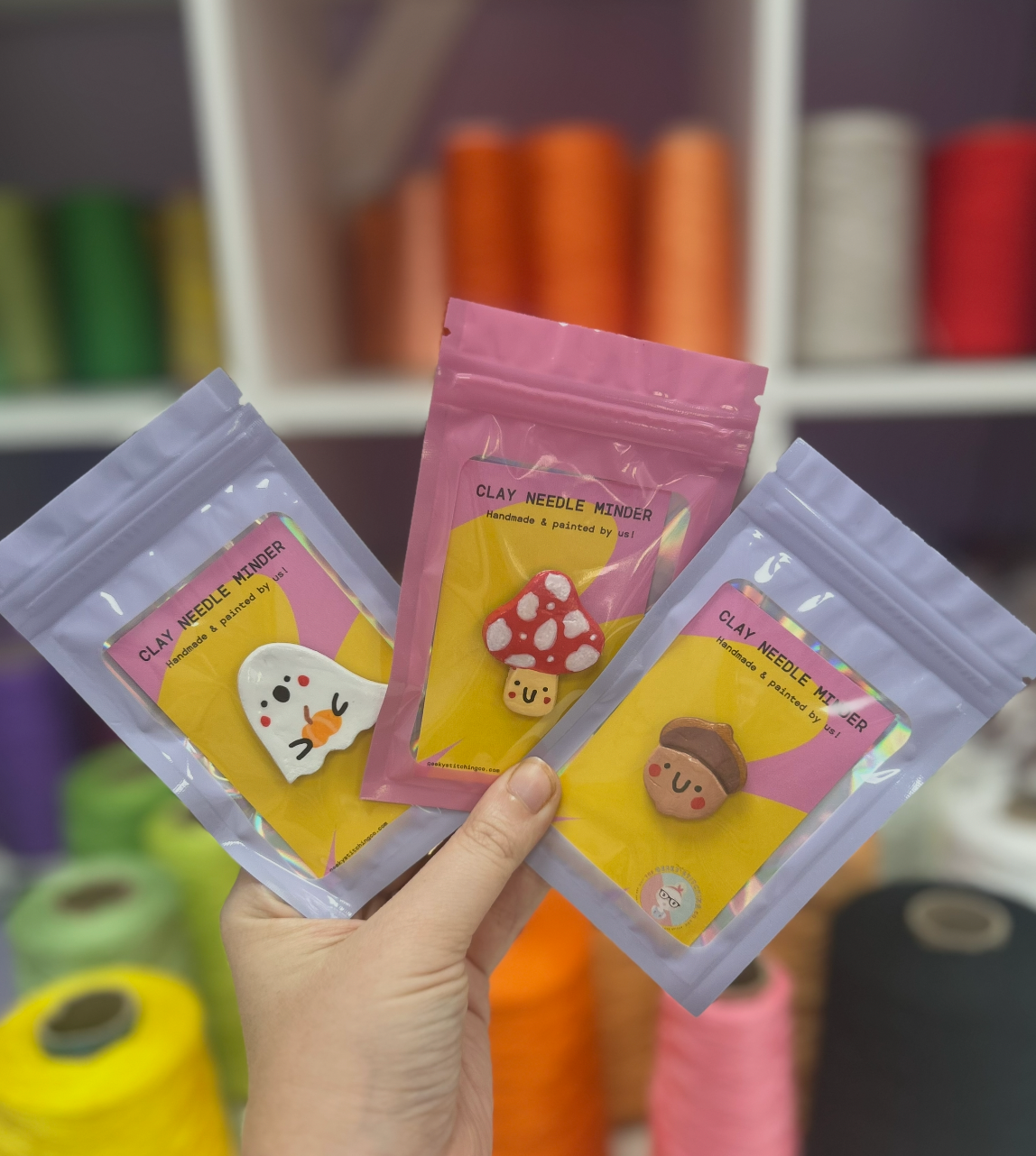 Handmade Clay needle Minder (Froggy with Bluebell Hat) *Pre-order*