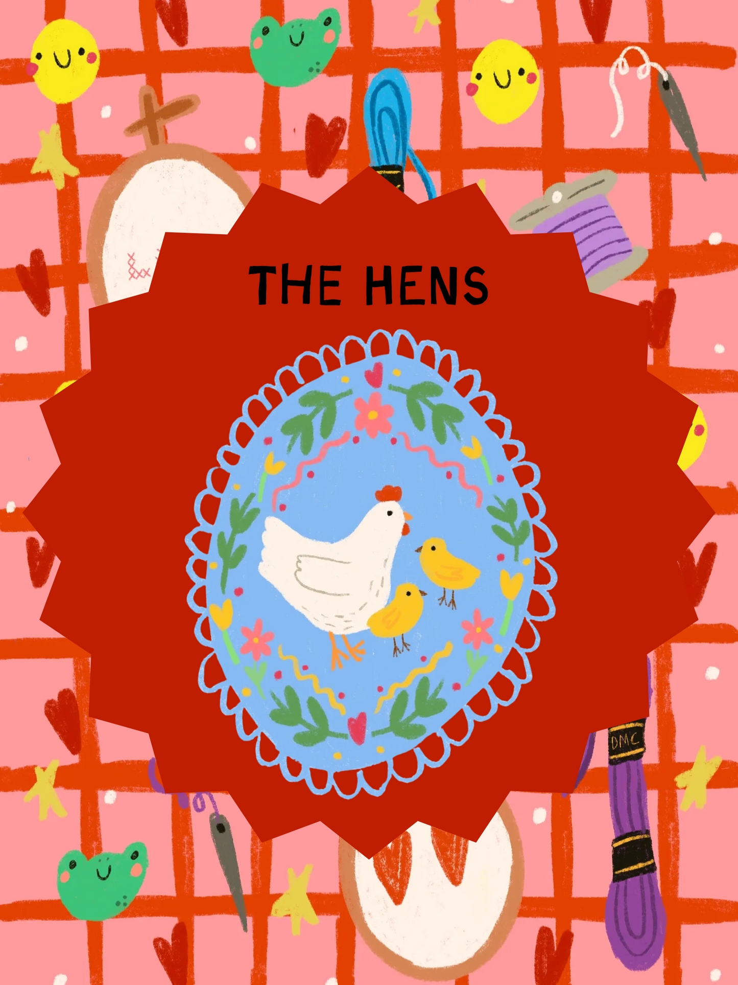 Acrylic Needle minder (The Hens)