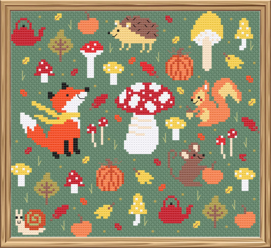 Autumn creatures Sampler 'Cross Stitch Kit'