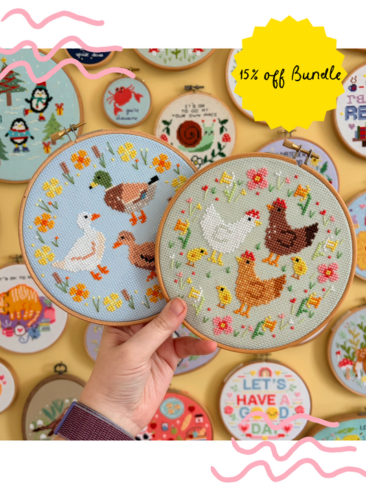 Best seller Bundle (Chickens & Ducks) *Cross Stitch Kit*