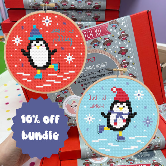 Christmas penguin bundle- *Cross Stitch Kit*