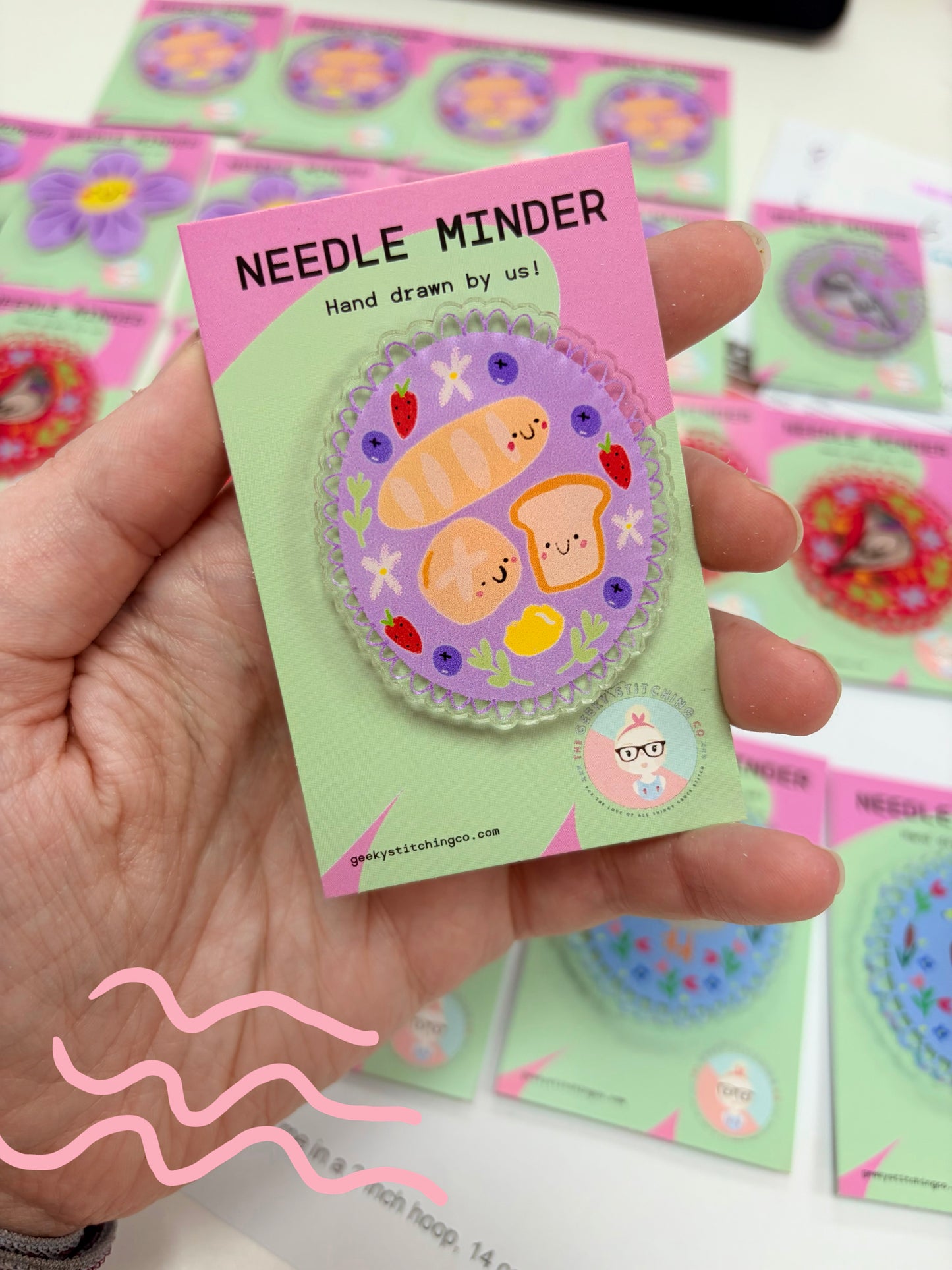 Acrylic Needle minder (Happy Breads)