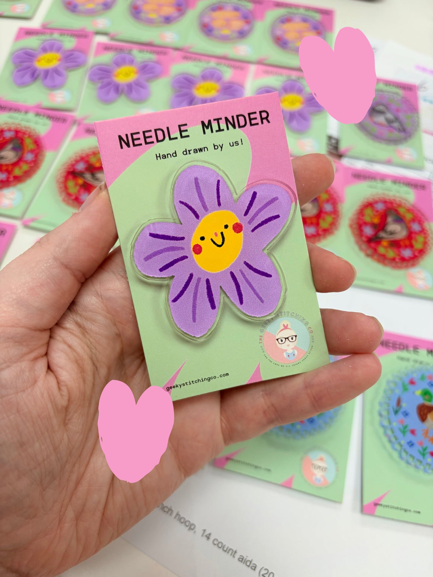 Acrylic Needle minder (Purple Flower)