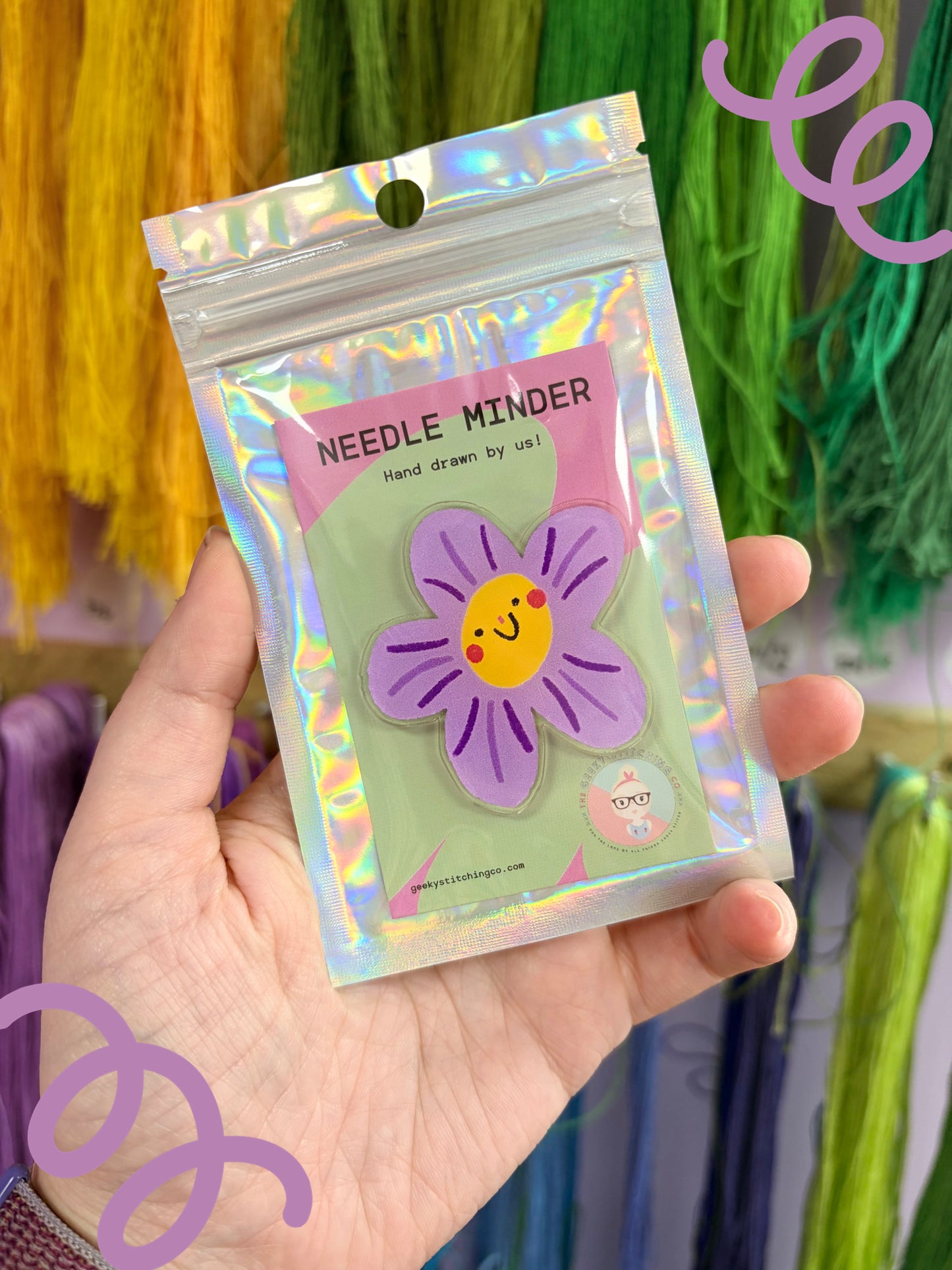 Acrylic Needle minder (Purple Flower)