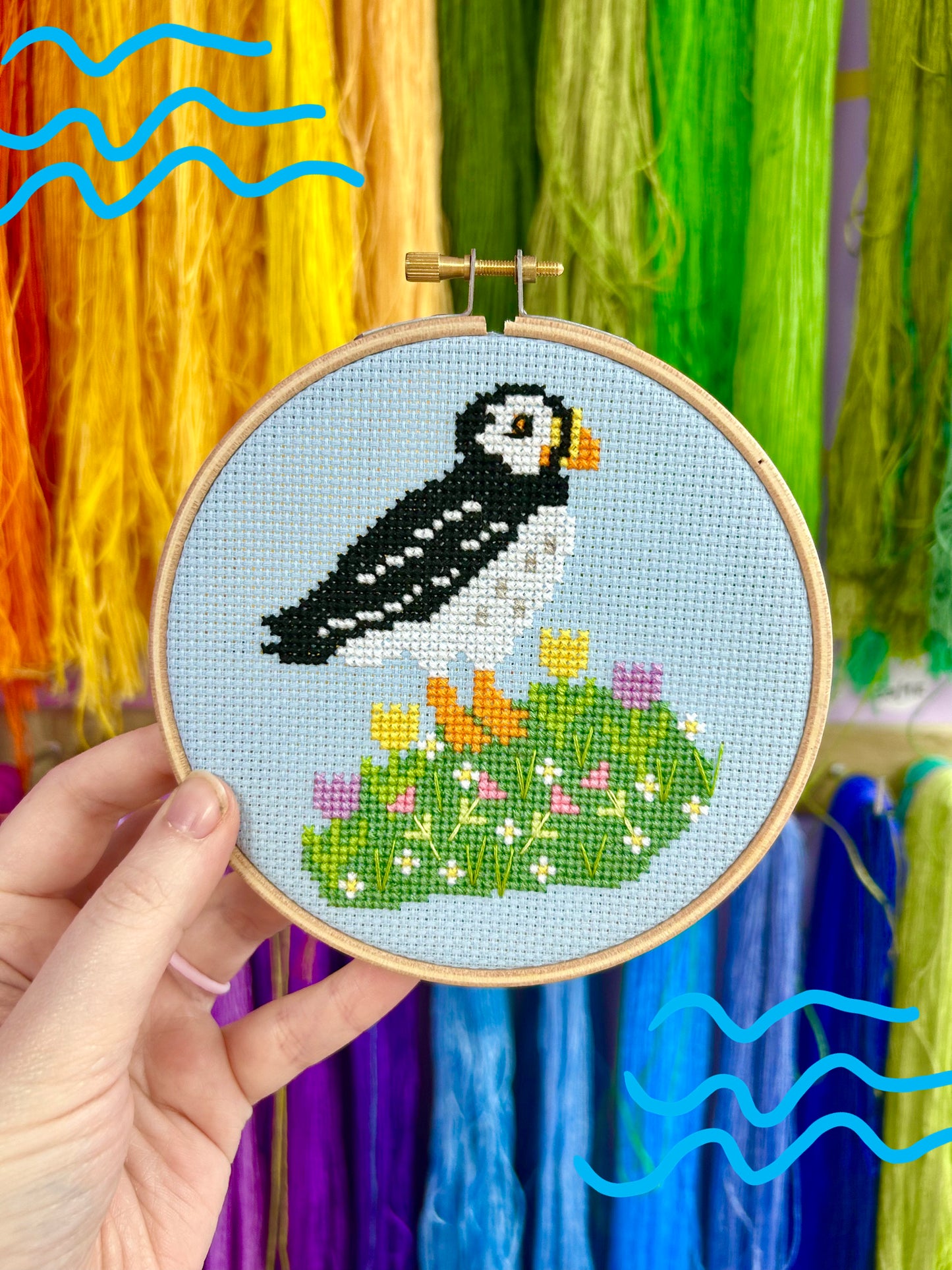 Puffin & wildflowers *Cross Stitch Kit* (coming soon)
