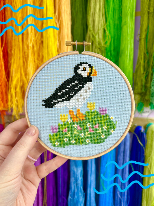 Puffin & wildflowers *Cross Stitch Kit* (coming soon)