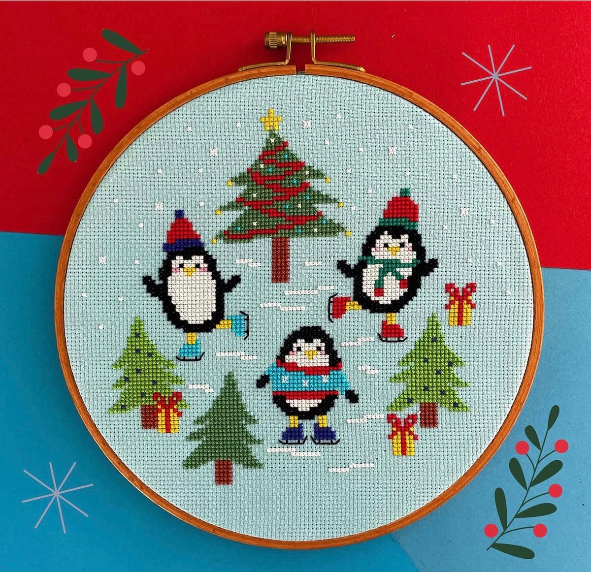 Ice Skating Penguins- *Cross Stitch Kit*