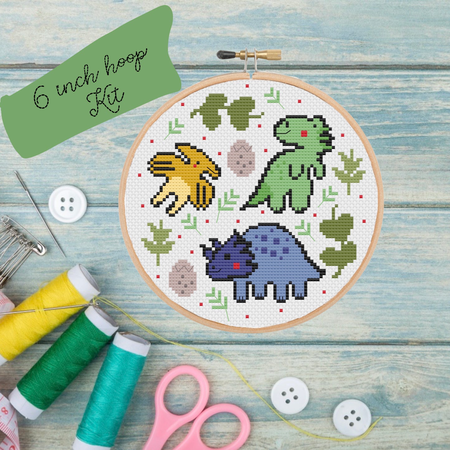 Mini Dinosaur Sampler (with T-Rex) *Cross Stitch Kit*