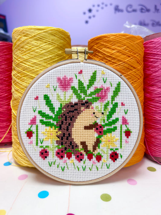 Hedgehog amongst Strawberries - *Cross Stitch Kit*