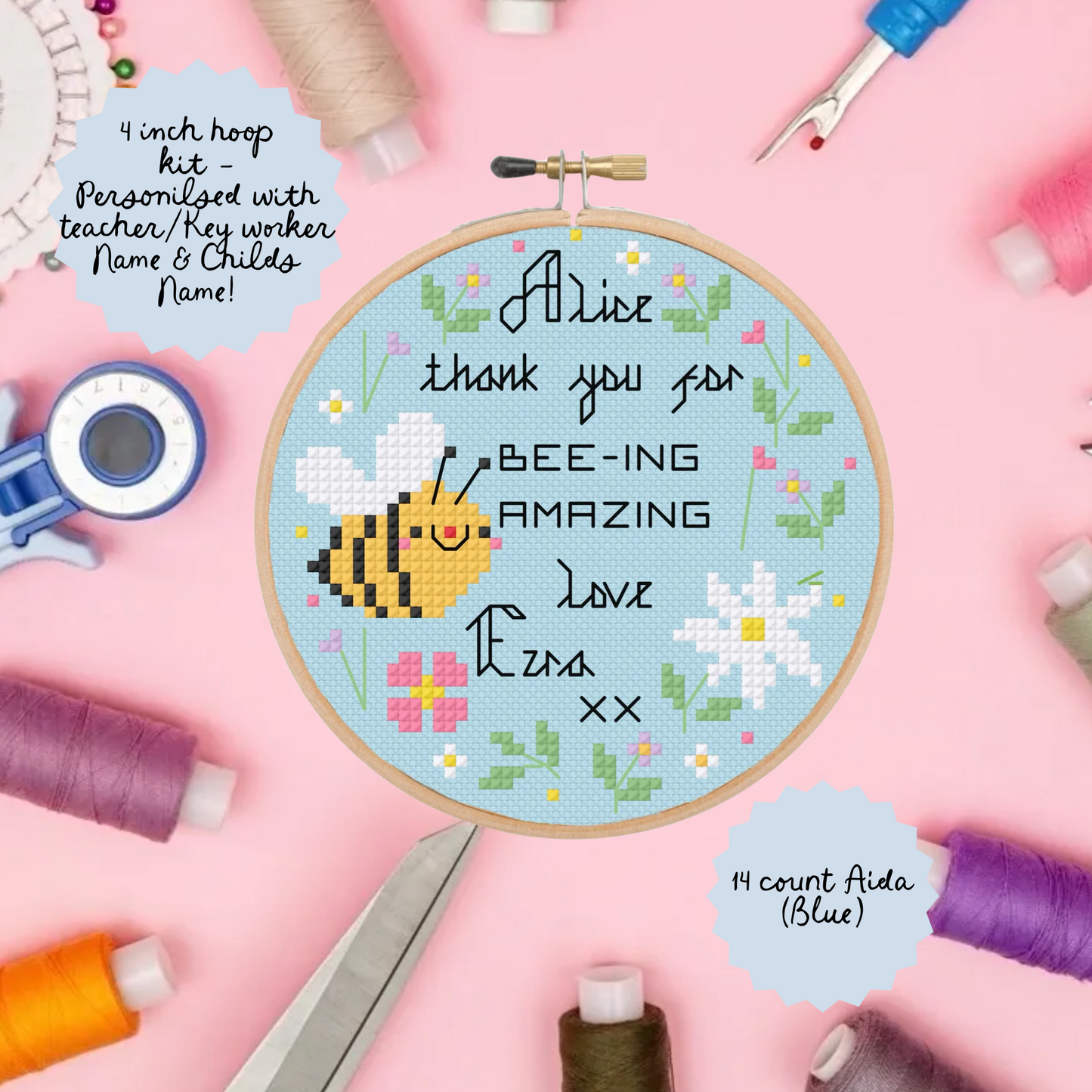 Thank you for Bee-Ing amazing (teacher/Key worker) *Cross Stitch Kit*