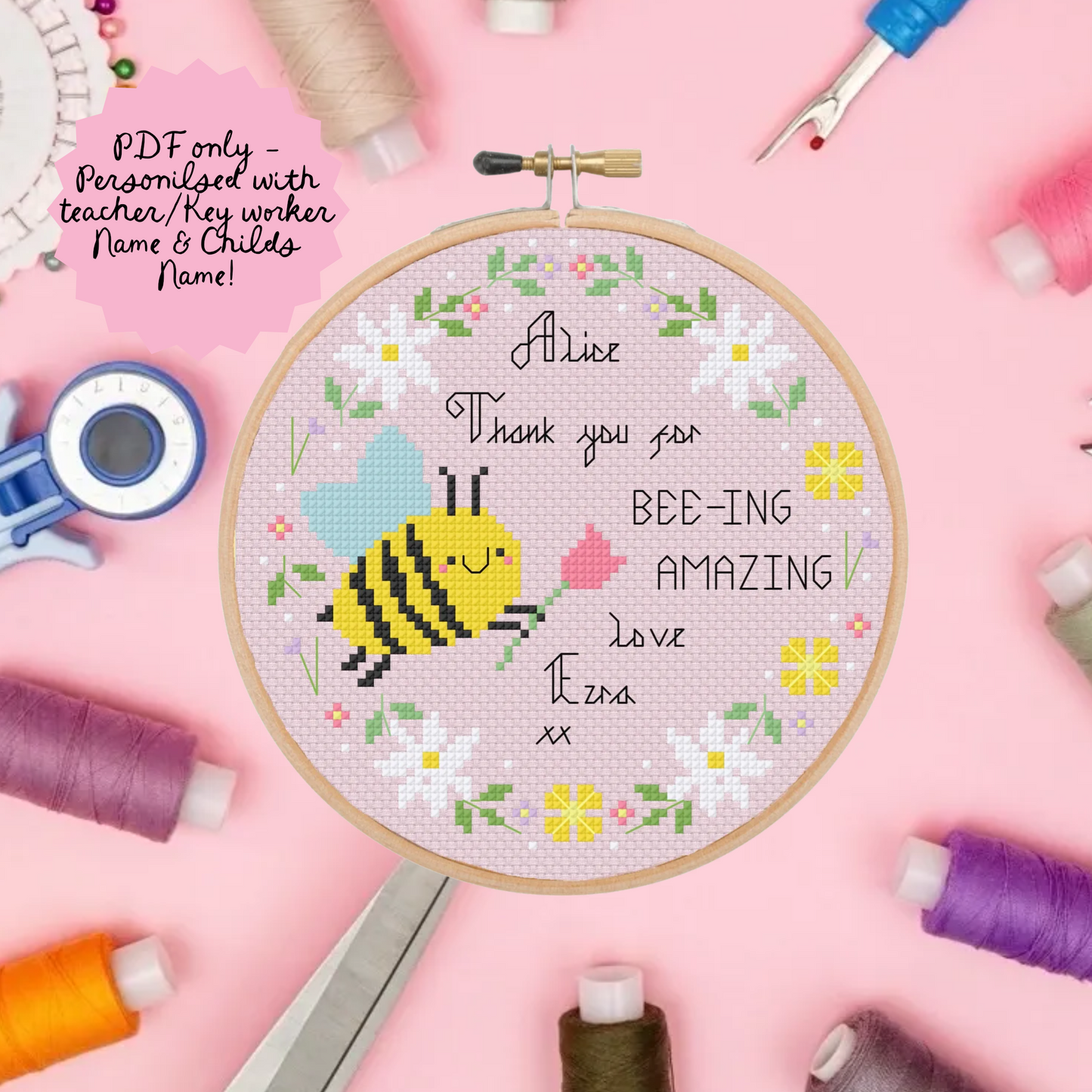 Key Worker / Teacher (Large Bee) *Cross Stitch Kit*