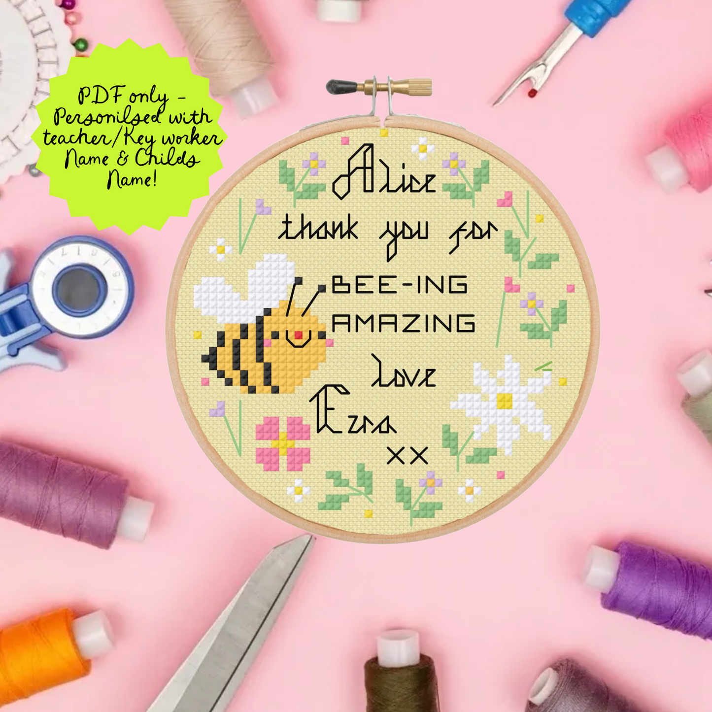 Thank you for Bee-Ing amazing (teacher/Key worker) *Cross Stitch Kit*