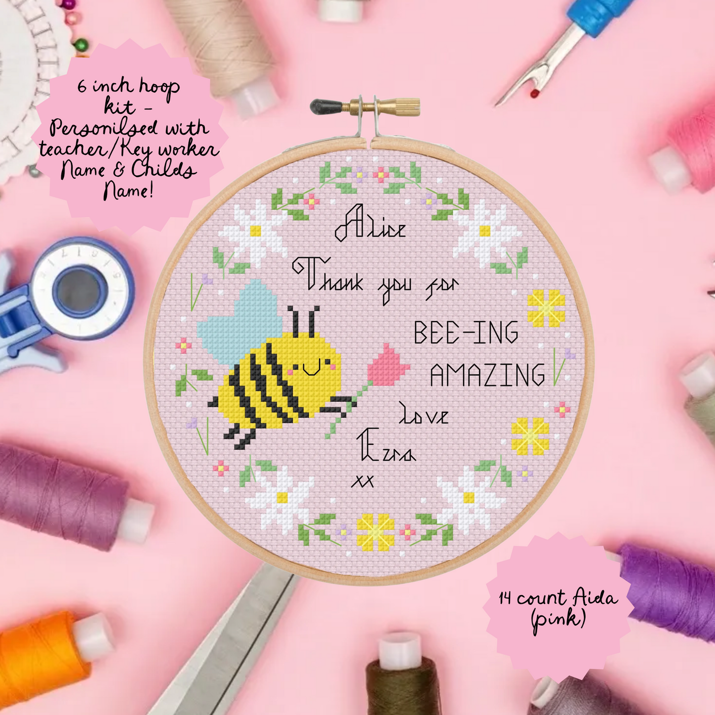 Key Worker / Teacher (Large Bee) *Cross Stitch Kit*