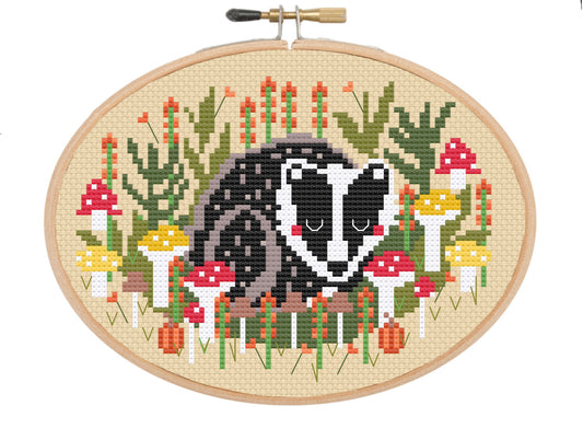 Sleepy Badger *Cross Stitch Kit*
