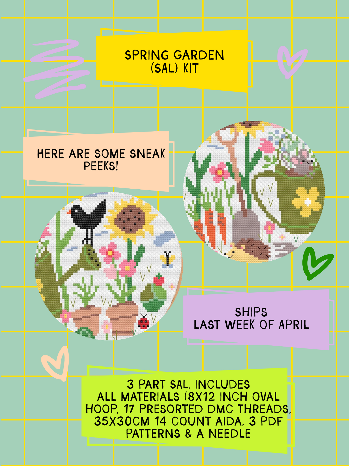 Spring Garden SAL - Kit plus 3 PDF's (PRE-ORDER)