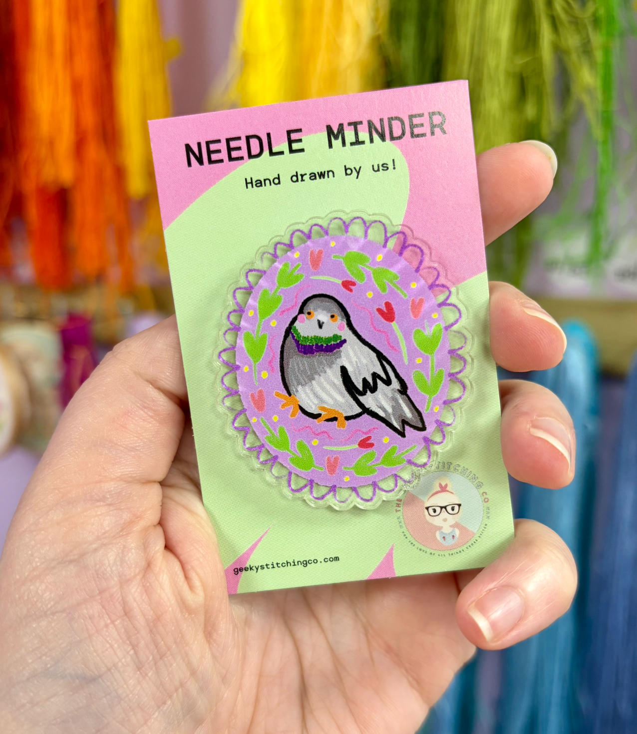 Acrylic Needle minder (Happy Pigeon)