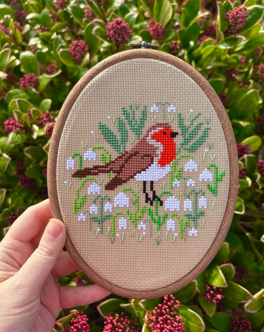 Robin amongst Snowdrops *Cross Stitch Kit*