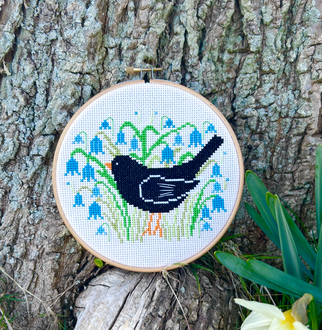 Blackbird amongst Bluebells *Cross Stitch Kit*