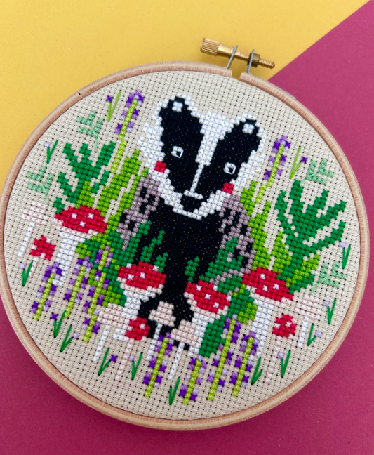 Badger in the Lavender field *Cross Stitch Kit*
