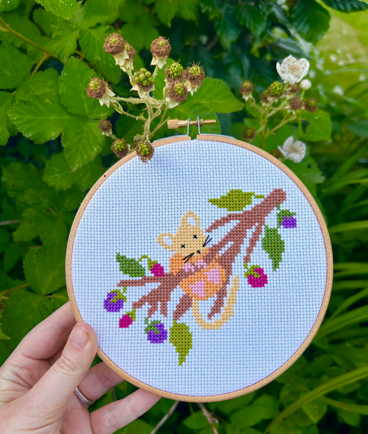 Dormouse on the Blackberry Branch *Cross Stitch Kit*