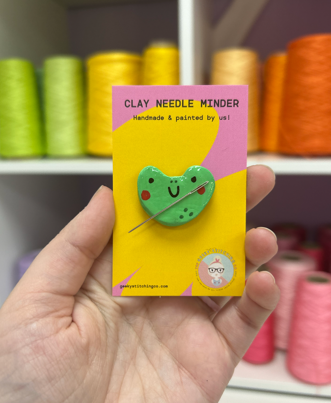 Handmade Clay needle Minder (Froggie)