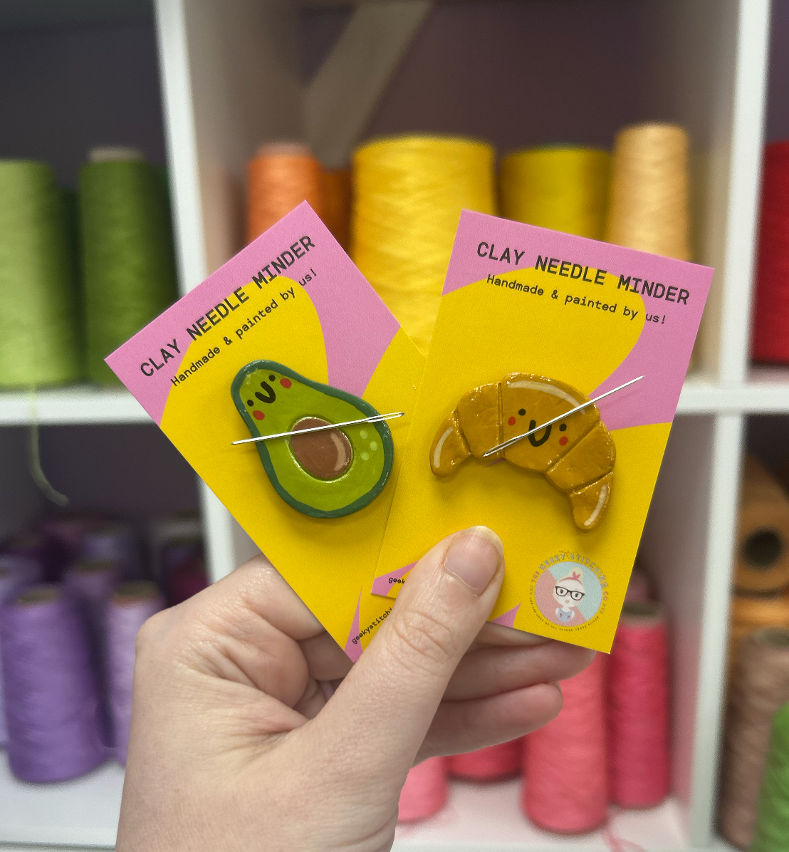 Handmade Clay needle Minder (Avocado)
