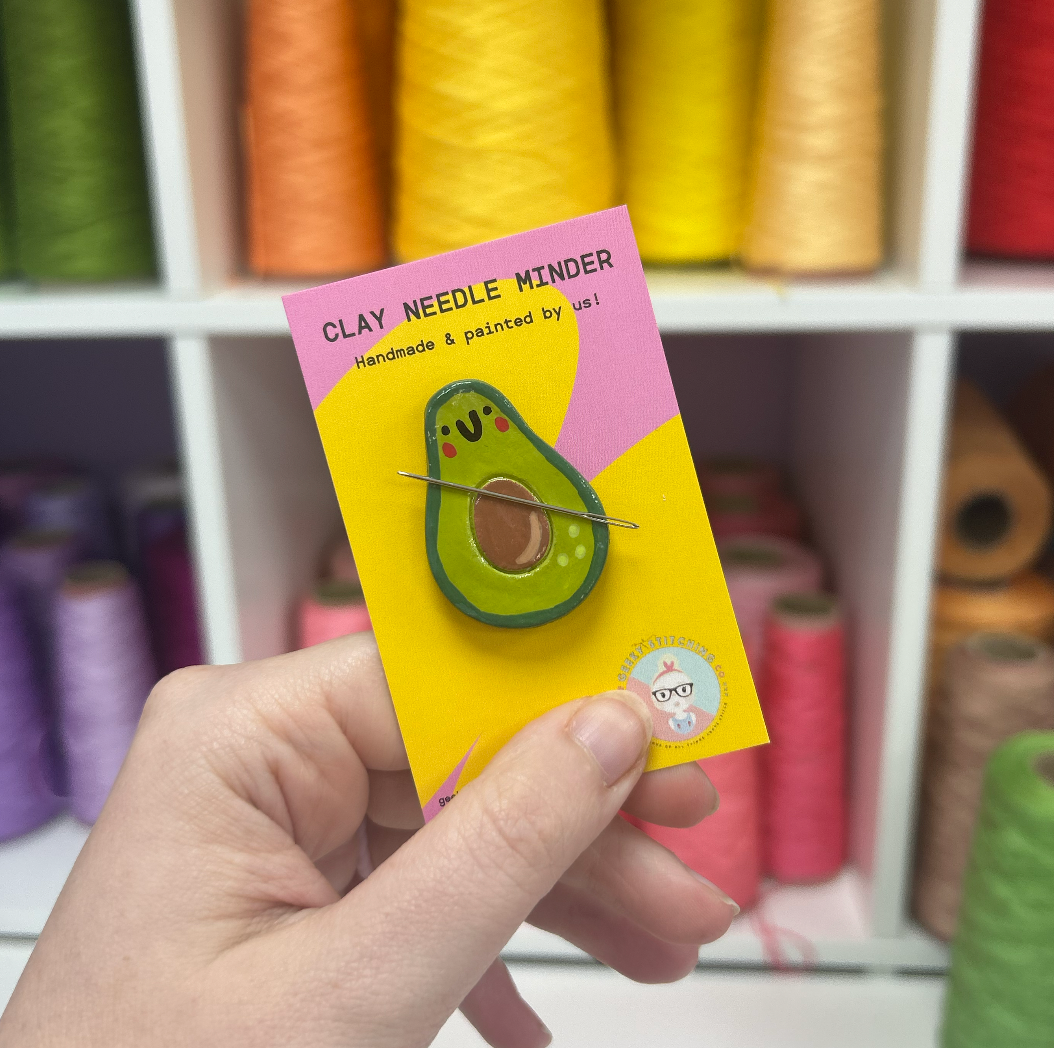 Handmade Clay needle Minder (Avocado)