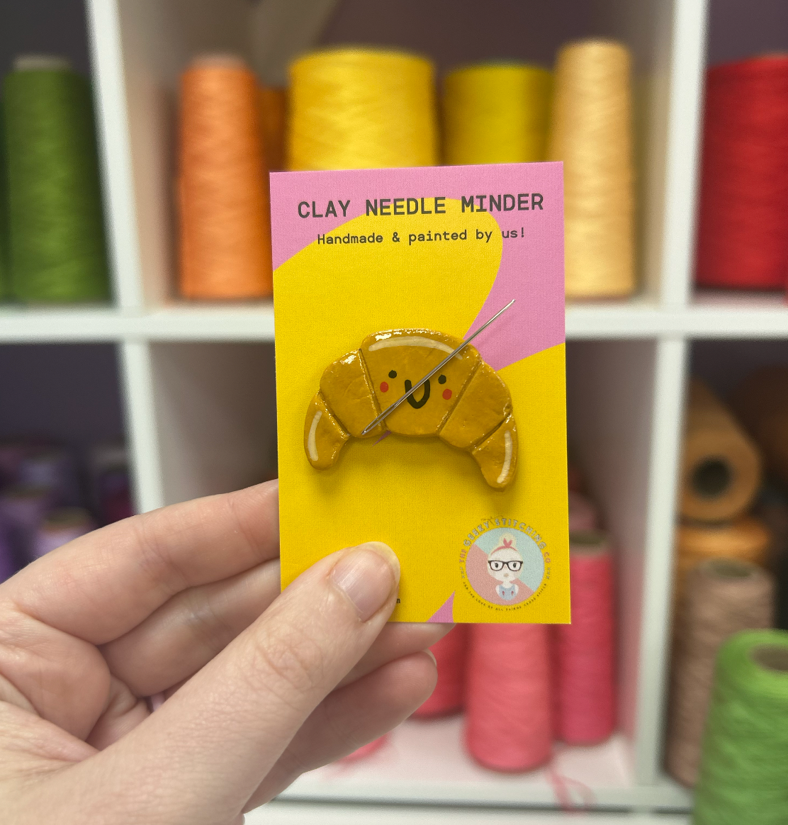 Handmade Clay needle Minder (Croissant) Pre-order