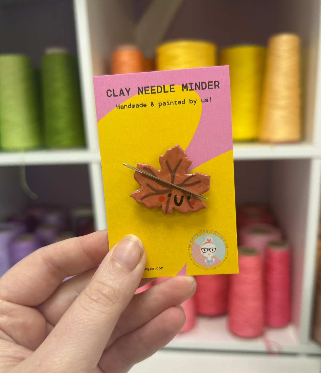 Handmade Clay needle Minder (Maple Leaf) Pre-order