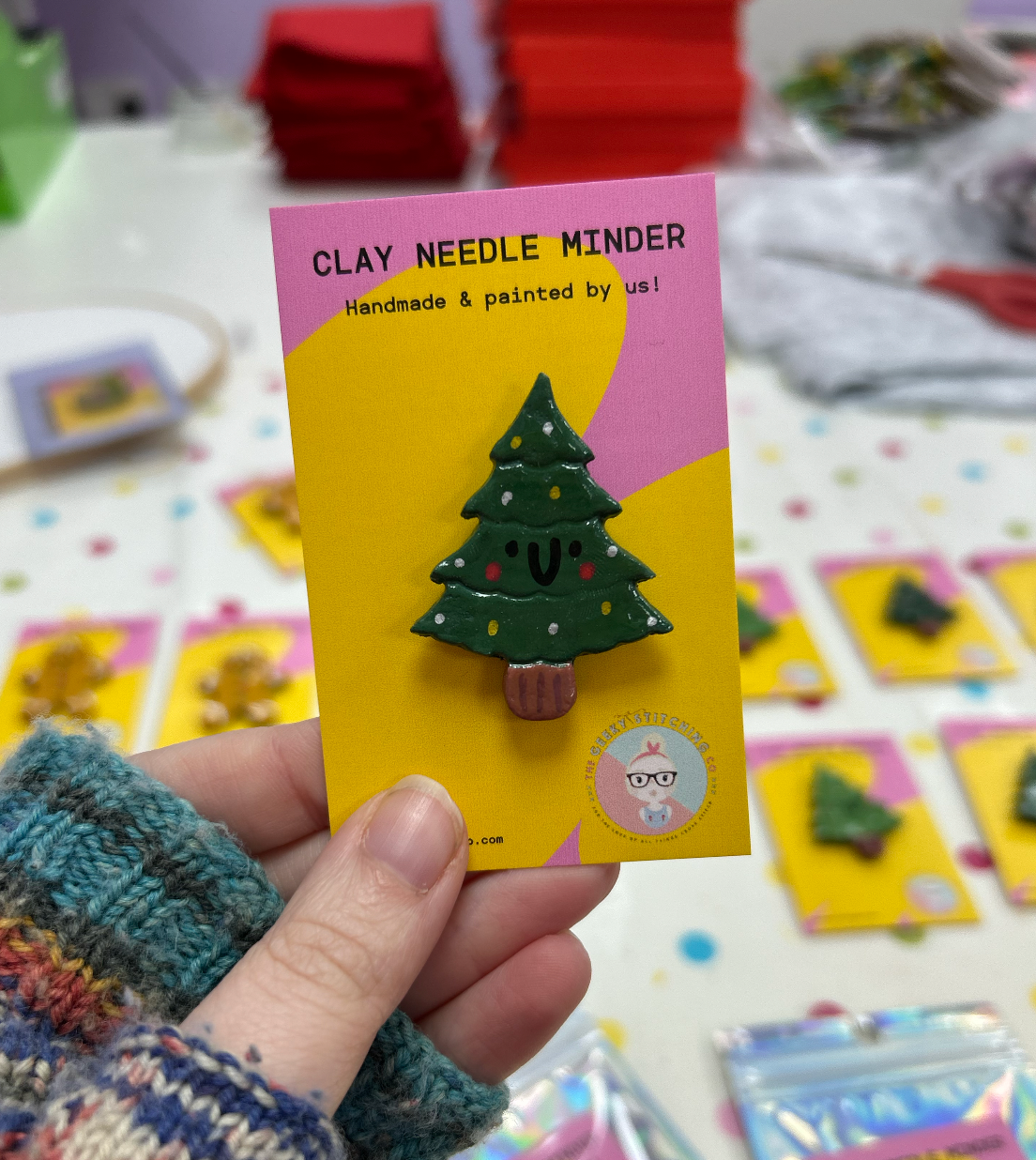Handmade Clay needle Minder (Christmas Tree dark) Pre-order