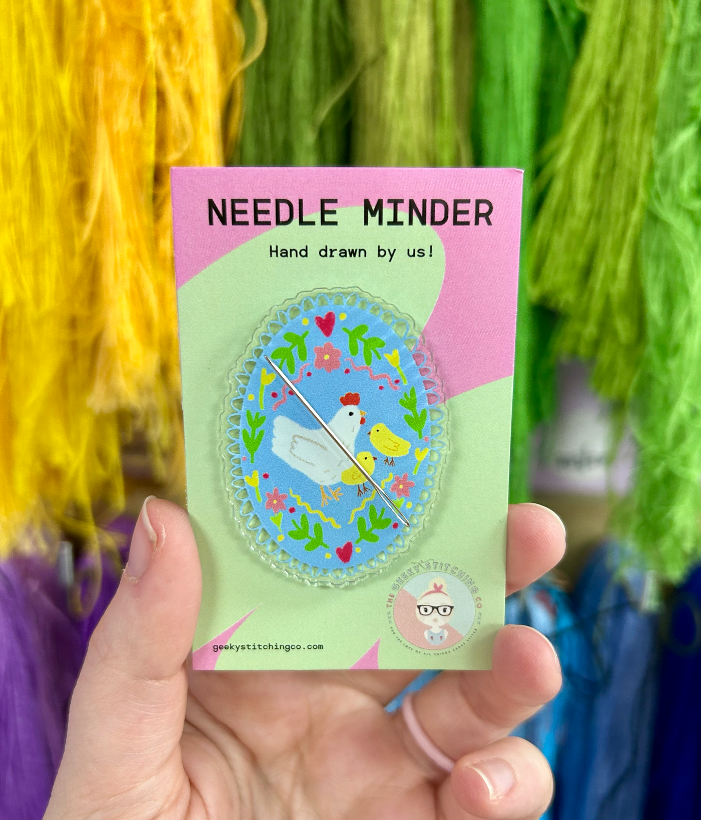Acrylic Needle minder (The Hens)