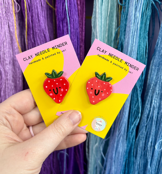 Handmade Clay needle Minder (Strawberry)