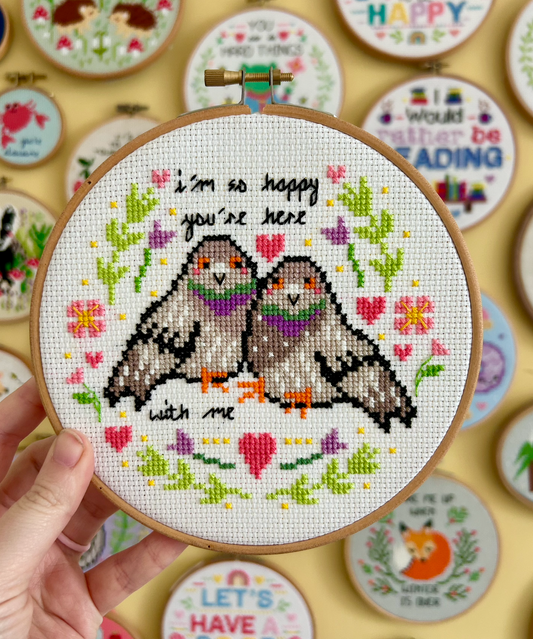 I'm so happy you're here with me (pigeons) *Cross Stitch Kit*