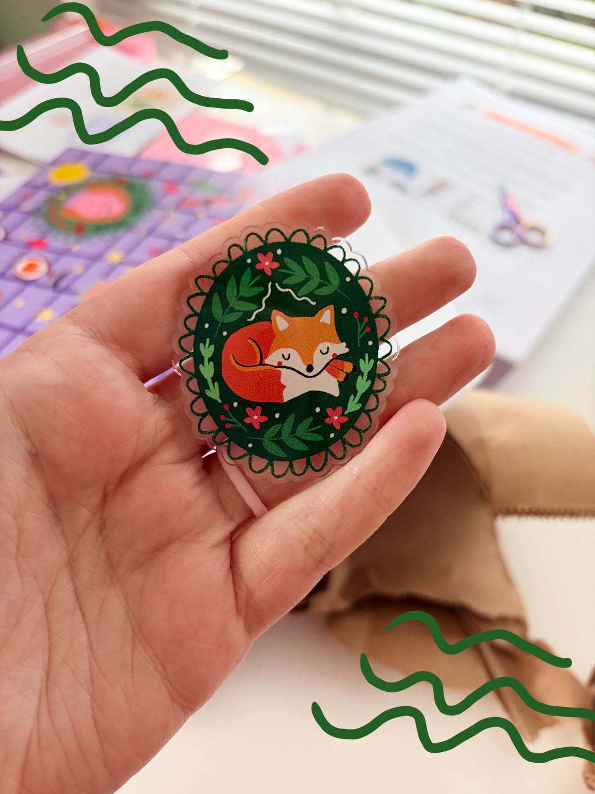 Acrylic Needle minder (Winter fox)