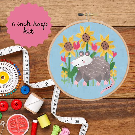 Opossum amongst Sunflowers *Cross Stitch Kit*