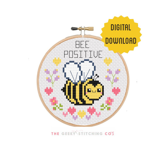 Bee Positive  'Cross Stitch Pattern'